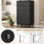 Commode 5 tiroirs l 27,5 "pour chambre à coucher, commode haute en bois cannelée H 47,2"-936431509