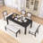 6-Piece Vintage Rectangular Extendable Dining Table Set,With 4 Ergonomic Upholstered Chairs And 1 Bench,A 12-Inch Removable Middle Leaf,Elegant Curved Legs,Easy Assembly-280567636-280567599