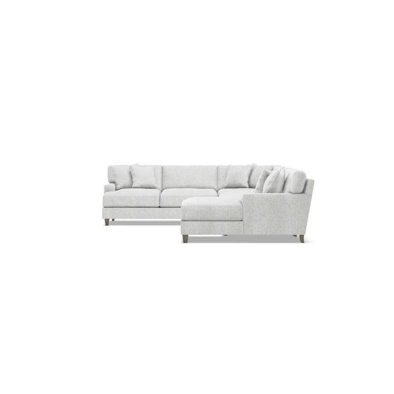 Bernhardt Mila 5-Piece Fabric Sectional, White Polyester, 33.5" H x 137" W x 107" D, Right Hand Facing