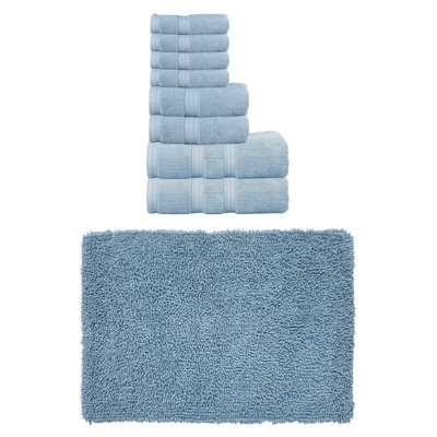Ensemble de serviettes de bain 100% coton doux 2 pièces et 1 tapis de bain 21x34 "Fantasia Collection, (ensemble de 3)