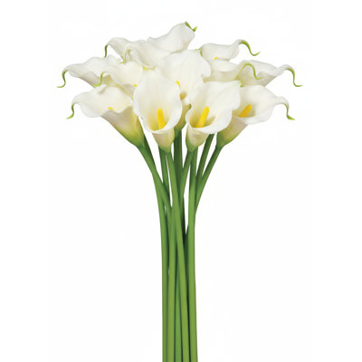  Tige de lis de Calla artificielle blanche - Faux jet floral réaliste pour arrangements de vases, bouquets de mariage, centres de table et décoration intérieure moderne, hauteur de 30 po, paquet de 12