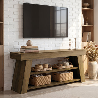 63 Inch TV Stand for TVs up to 65 Inch, Rustic Entertainment Center with 2-Tier Open Storage Shelves