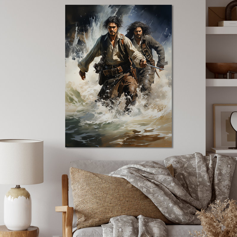 Pirate Swashbuckling Duel - Pirate Canvas Art Print, H 32 po x l 16 po x P 1 po, Toile tendue