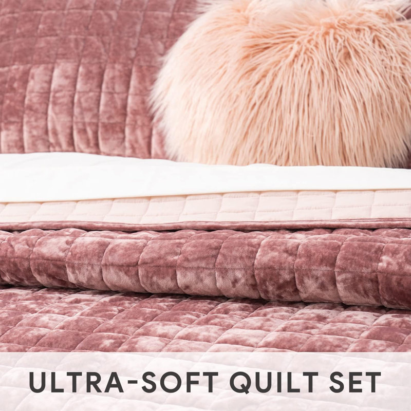Dusty Mauve Pink King Size Velvet Comforter Set
