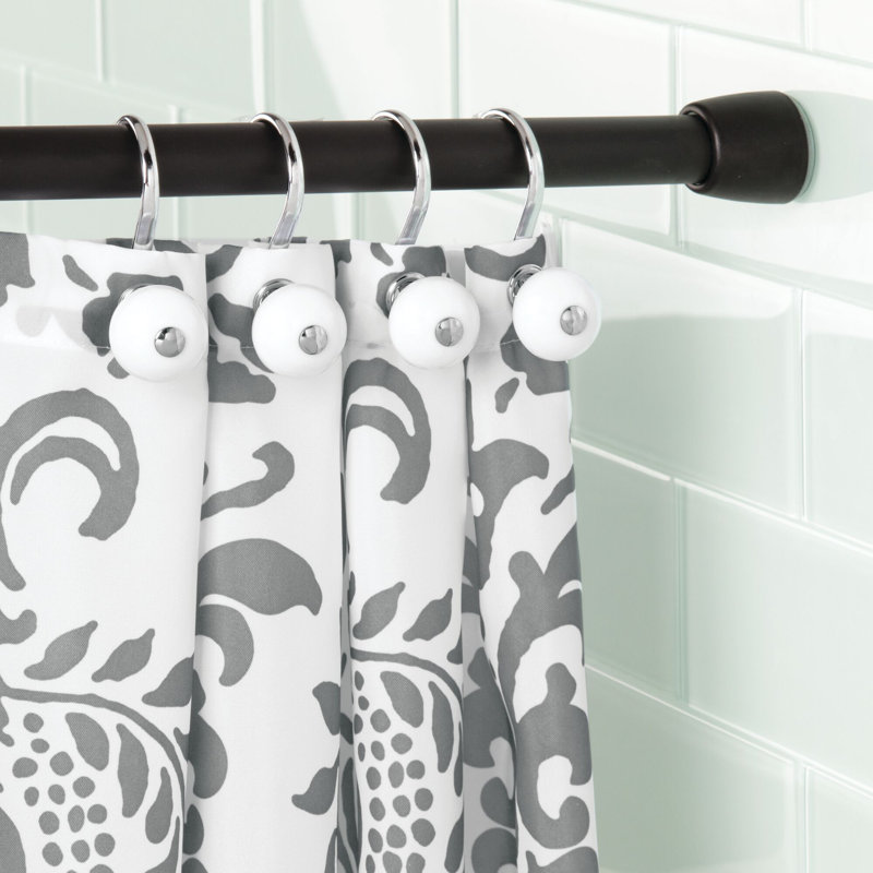 Small Matte Black Adjustable Metal Tension Curtain Rod