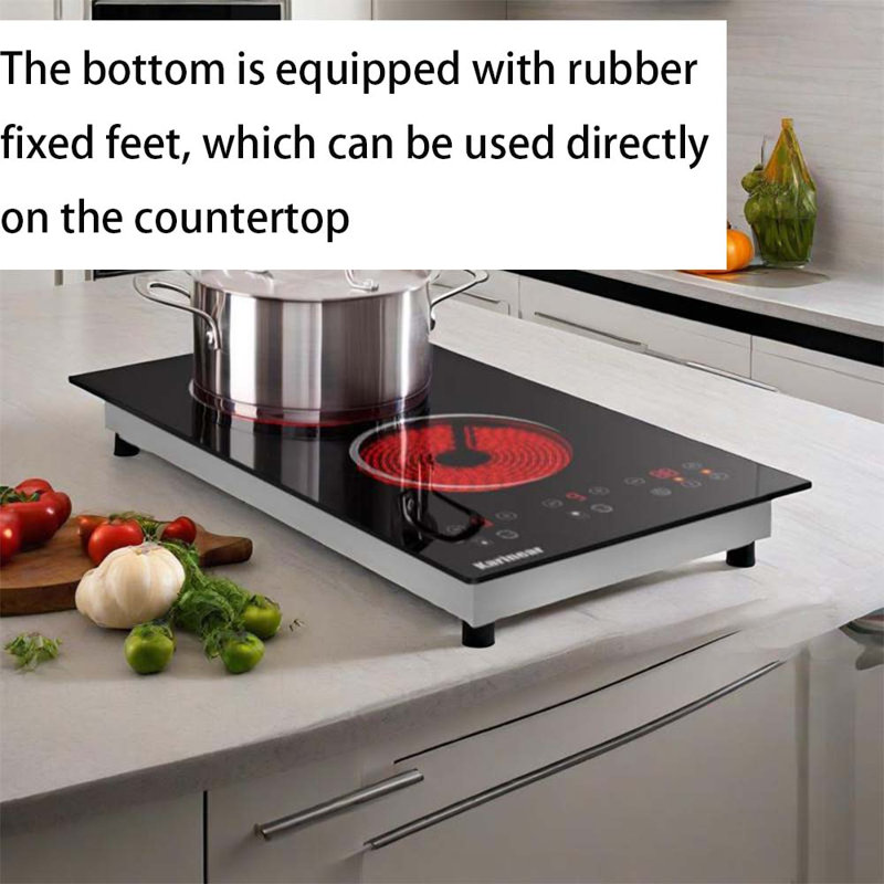 Surface de cuisson électrique 2 brûleurs Karinear 12 pouces 2000W avec prise tactile