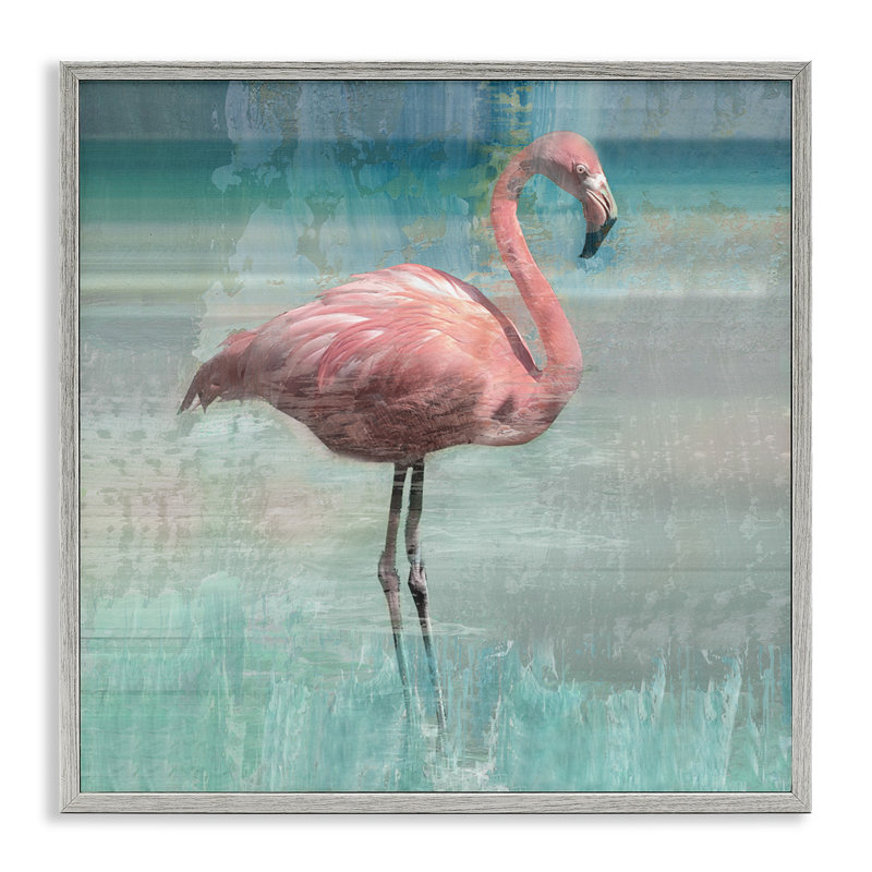 «Layered Flamingo Bird», estampe numérique par Nan, H 24 po x l 24 po x P 1,5 po, Estampe numérique Farmhouse