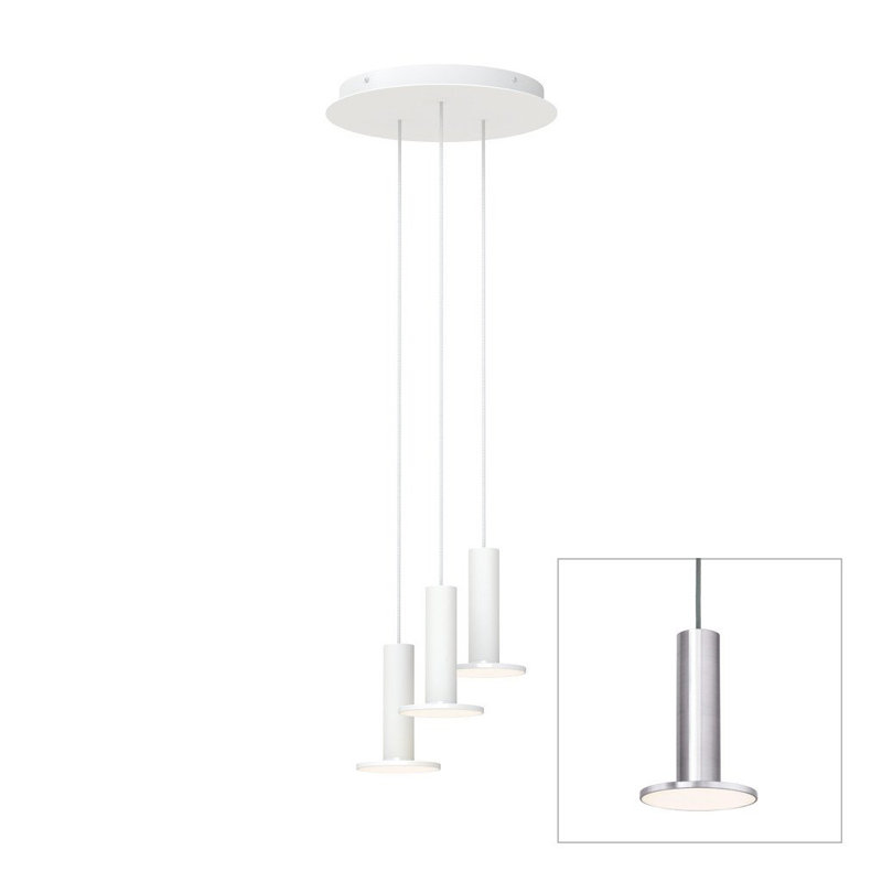 Cielo Hight Bright 3 Pendant Chandelier, Aluminum/Gray, 3