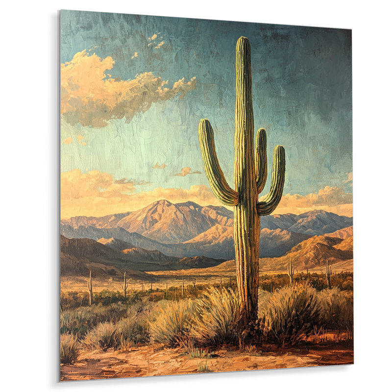 Cactus et les montagnes du désert I - Cactus, H 20 po x l 12 po