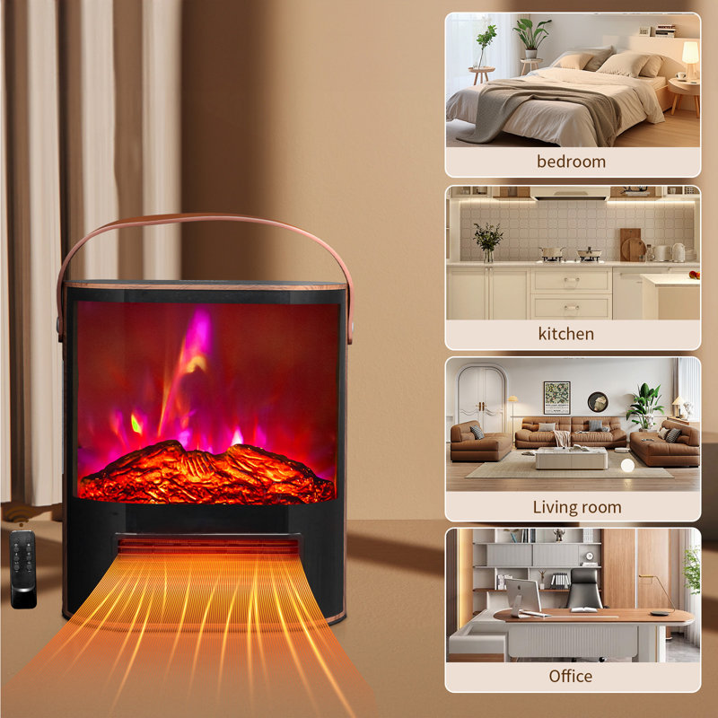 1500 W Portable Electric Ceramic Space Heater With 3D Realistic Flame