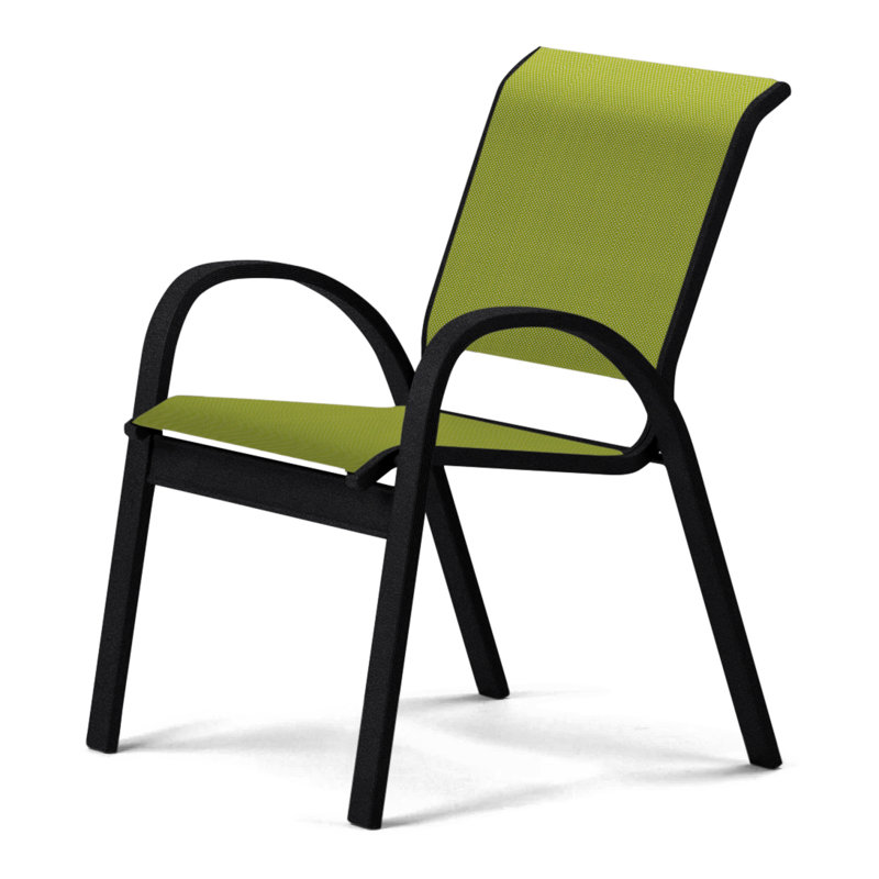 Aruba 1 Outdoor Dining Armchair, Textured Black, Lime 38D Sunbrella®