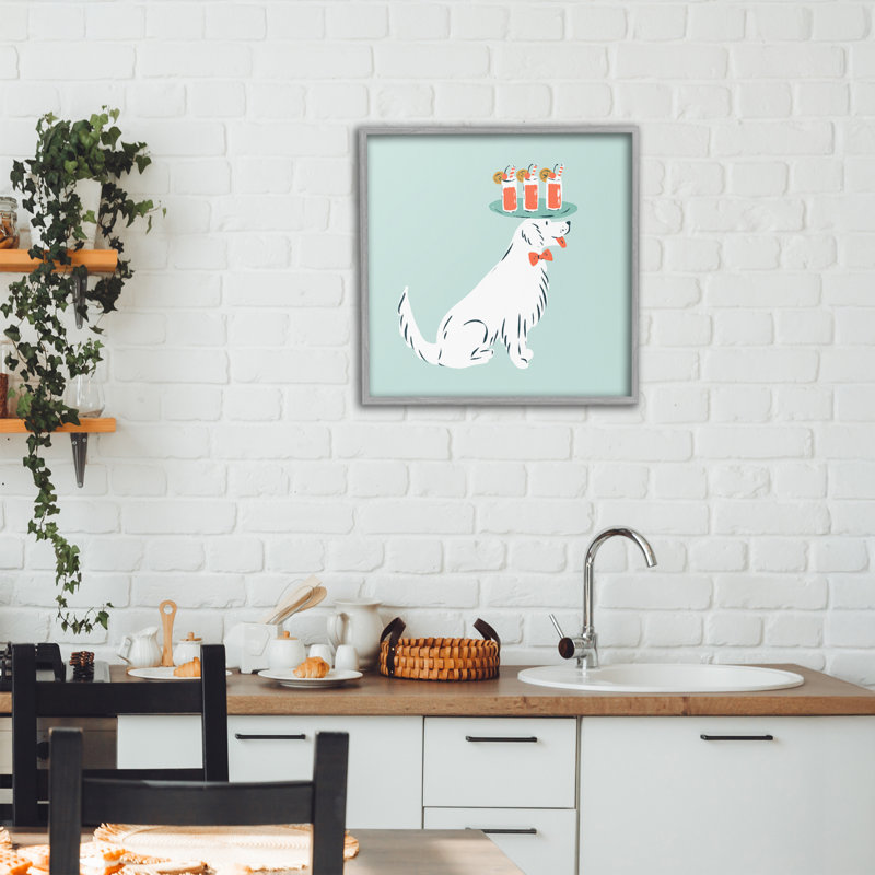 Desserte pour chien avec plateau à boissons, estampe numérique, design par Krissy Mast, H 17 po x l 17 po