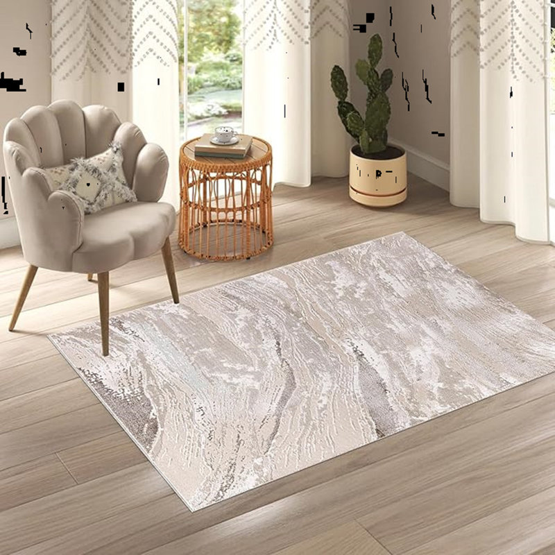 Abstract Flatweave Shag Area Rug, Rectangle 60 x 110 cm