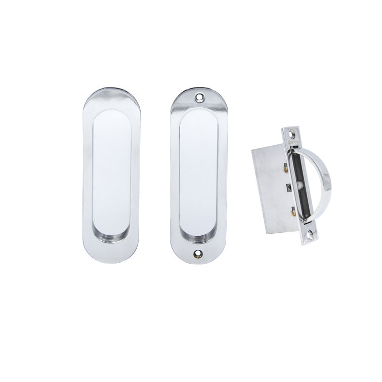 Oval Pocket Door Hardware - Passage Set with Edge Pull