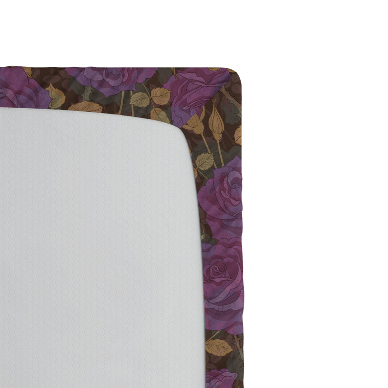 Drap-housse Ambesonne, Mauve pâle, brun, sable / floral, Drap-housse de taille double