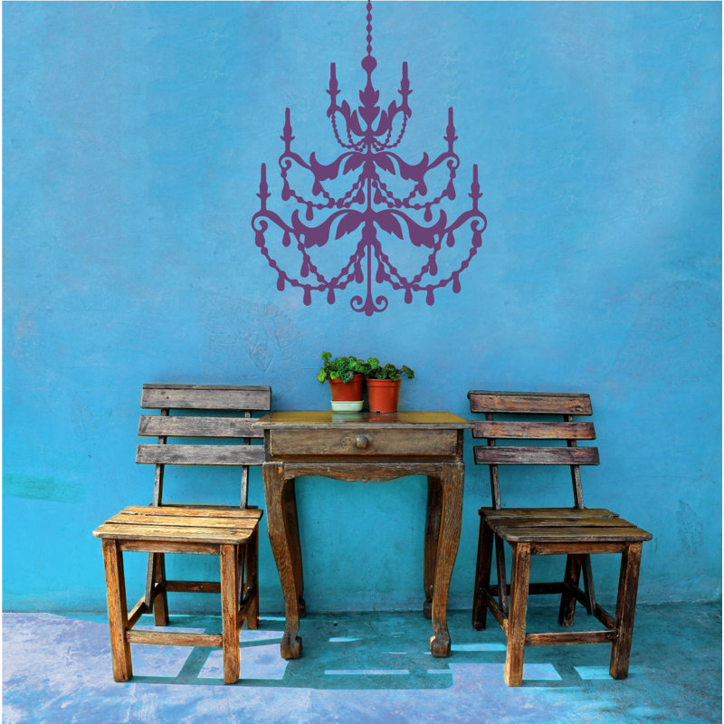 Décalcomanie murale lustre française, Violet, H 24 po x l 16 po x P 0,01 po