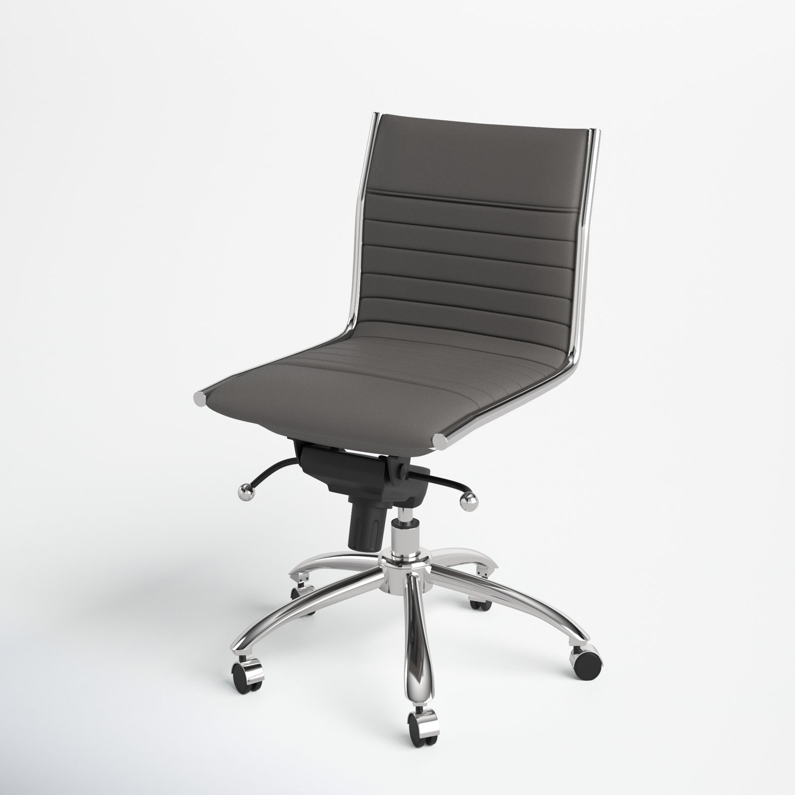 Naida Faux Leather Swivel Task Chair, Gray Faux Leather, No