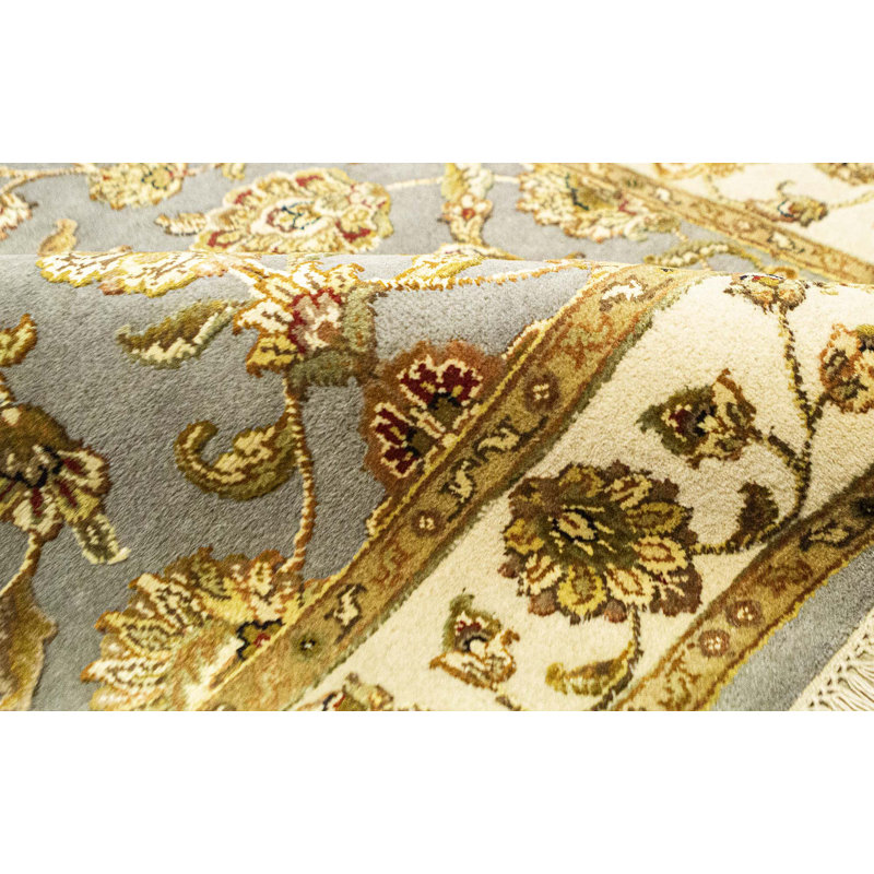Tapis bleu clair et ivoire noué à la main de haute qualité