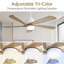 Ventilateur de plafond moderne à 5 pales de 52 po avec lumière DEL et télécommande Sofucor, blanc et beige-133441935