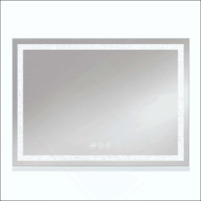 Miroir de salle de bain avec miroir de maquillage avec bande lumineuse en cristal et miroir de coiffeuse Hollywood avec bande de lumière intelligente à contrôle tactile et grossissement 10X