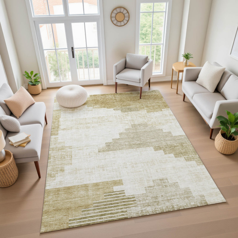 Premium Machine Washable Ashington AMF1829 Geometric Rug, Rectangle 9' x 12'