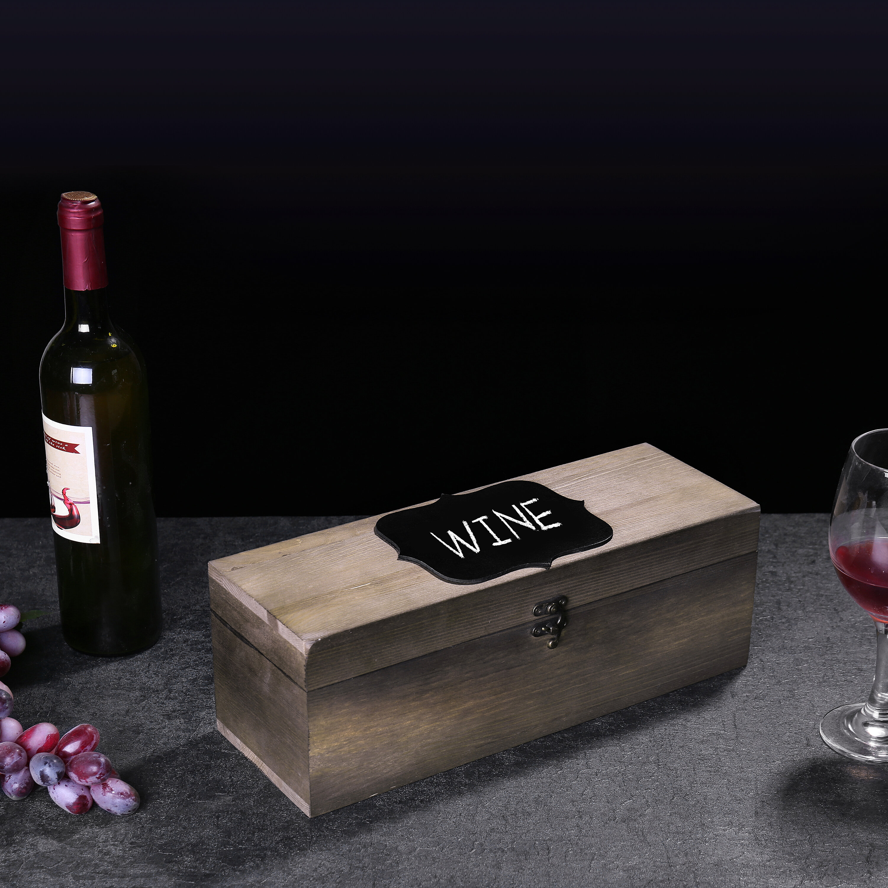 MyGift Wood Wine Box with Straps Bottle Carrier