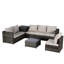 6 meubles de patio - Canapé modulaire avec grands coussins de siège et plateau en verre pour le dessus de table de coin extérieur, cour arrière