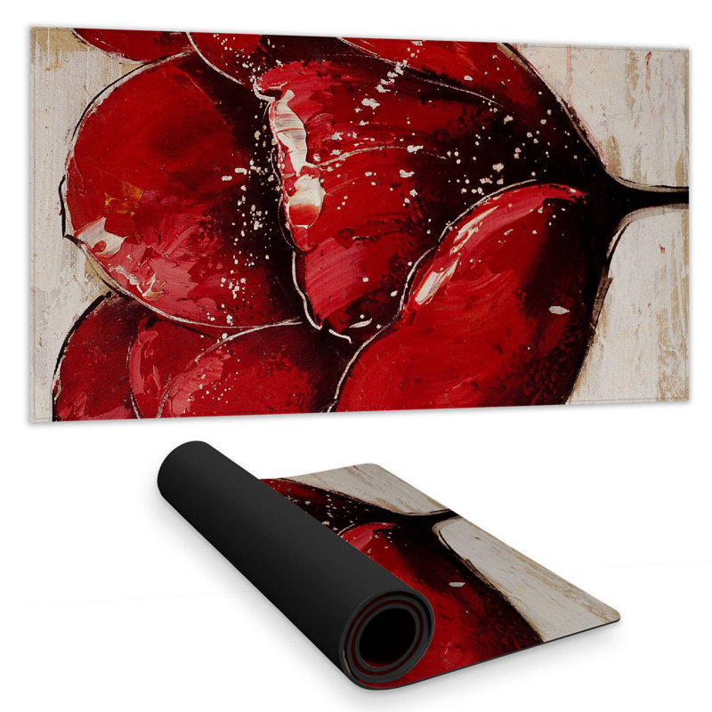 Red tulips closeup - 15.75"x31.50" Desk mat
