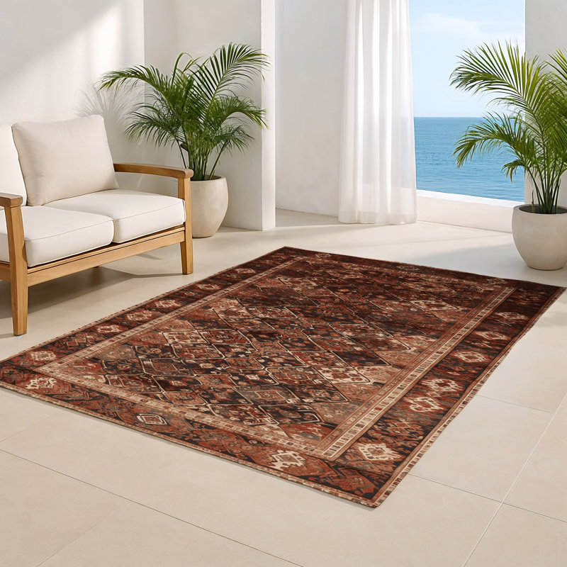 Tapis d'intérieur et d'extérieur noir Persian, Rectangle 4pi x 6 pi