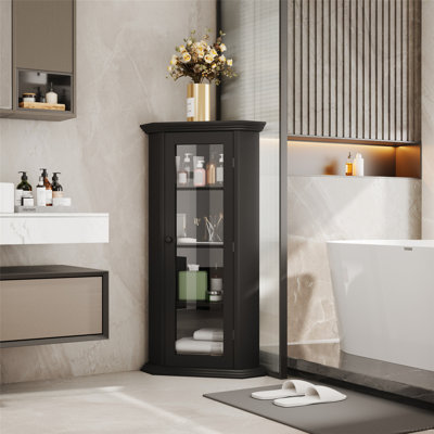 Armoire de rangement d'angle avec porte en verre Boivin