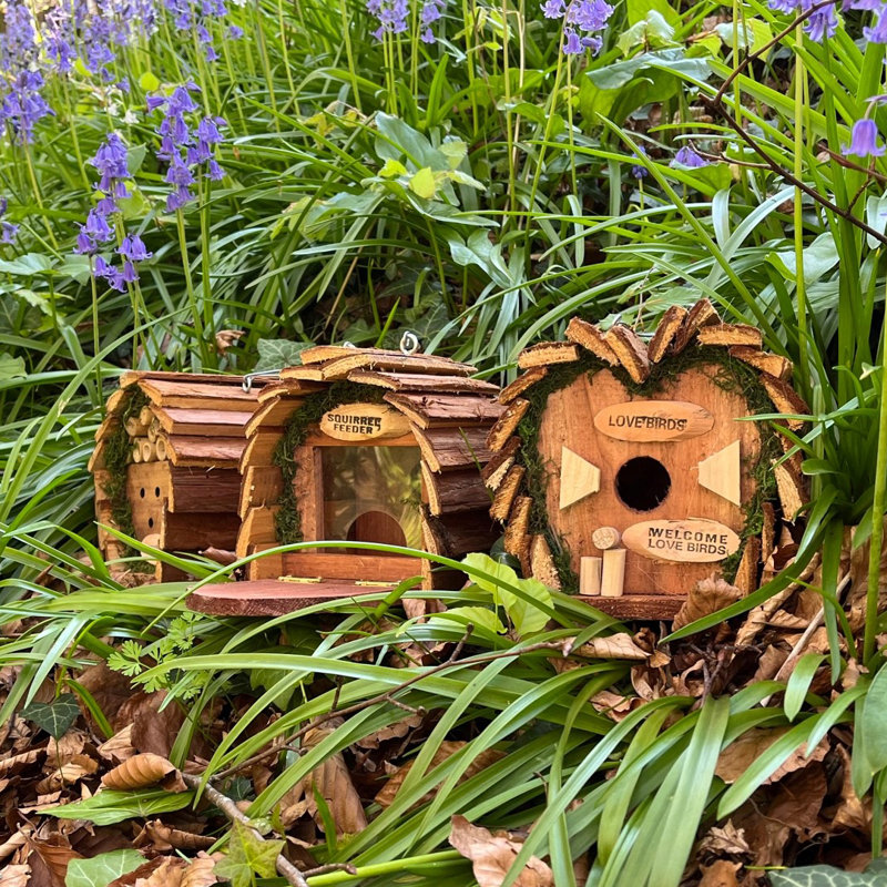 3 Piece Insect Hotel, Squirrel Hanging Birdhouse Set