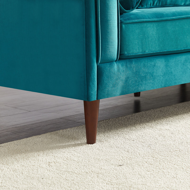 Upholstered L-Shaped Sectional Symmetrical, Teal Velvet