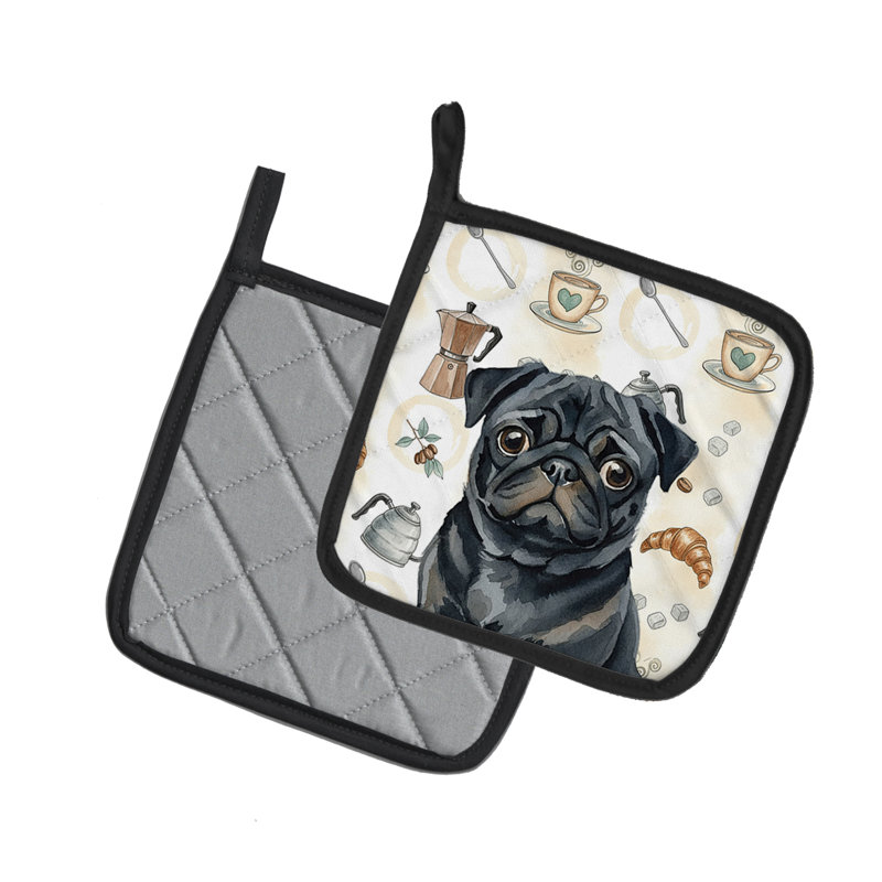 Black Pug Coffee Bar Pair of Pot Holders