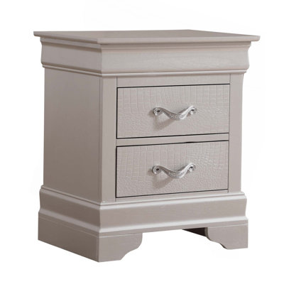 Elegant Transitional Nightstand In Silver Champagne