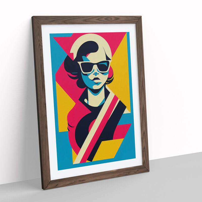 Pop Art Woman - Framed Print, 46cm H x 34cm W x 2cm D, Walnut Framed