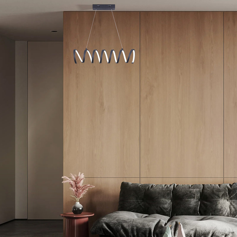 Luminaire suspendu moderne, boucle spiralée en aluminium suspendue, 23 po