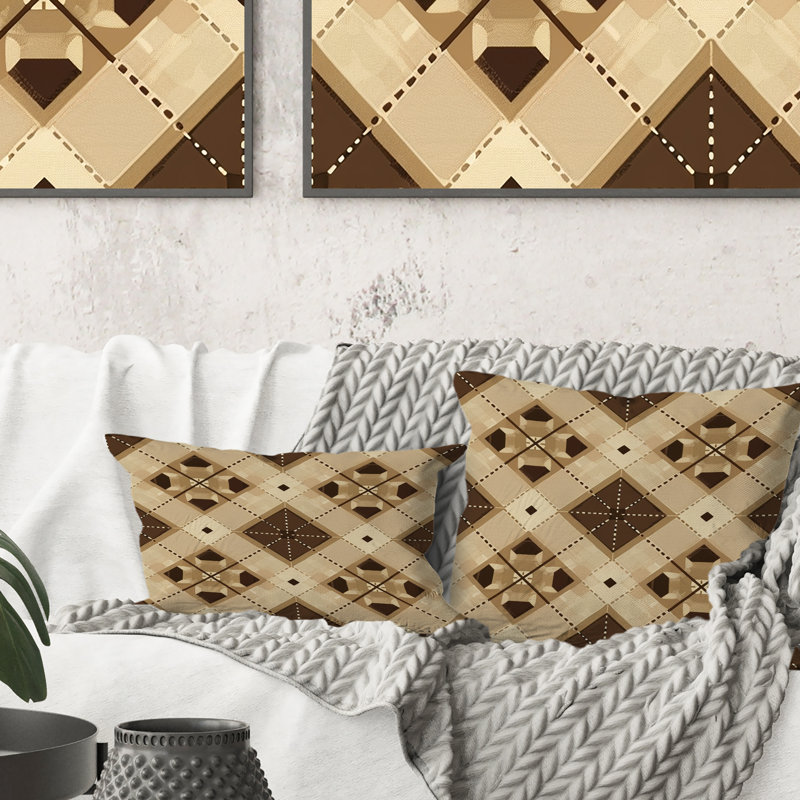 Brown Argyle - Transitional Throw Pillow, 16"H x 16"W