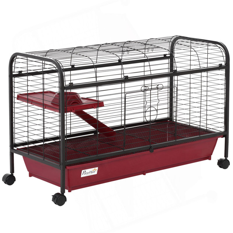 Maison de jeu pour animaux avec cage, roulette, plate-forme, rampe pour animaux 41 po Pawhut