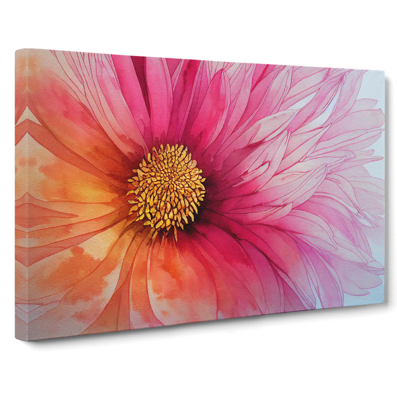 Chrysanthemum Watercolour Flower - Wrapped Canvas