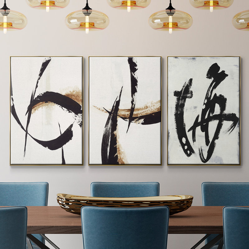 " Treasure Map " 3 - Pieces, Gold Framed, 36" H x 72" W x 2" D