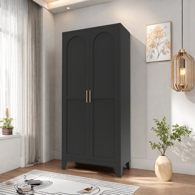 Multifunctional Metal Pantry With 2 Doors, 4 Adjustable Shelves And Golden Handles by Winston Porter