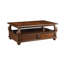Table basse vintage rétro en bois de peuplier brun avec quatre tiroirs de rangement