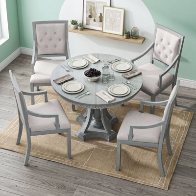Ensemble de salle à manger rétro extensible rond de 5 pièces avec chaises