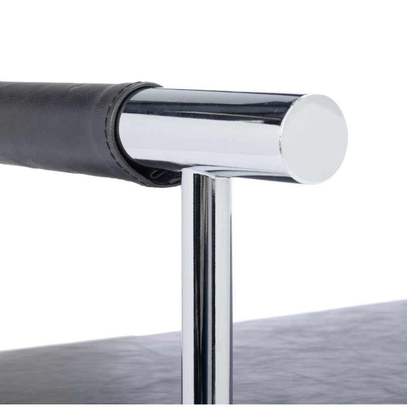 Banc rembourré en similicuir Alishia, Noir, H 24,75 po x l 48 po x P 17,25 po