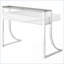 Bureaux, bureau d'écriture moderne à 2 tiroirs avec huche en verre, l 48 po x P 23,5 po x H 36 po | Blanc brillant | Bois aggloméré + métal