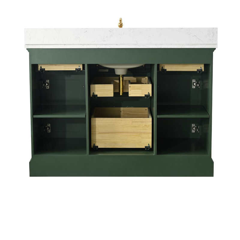 Currahee 48" Single Bathroom Vanity Set, Evergreen/Brushed Gold