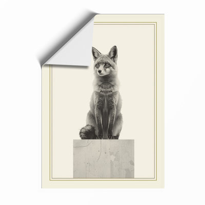 Fox on Pedestal Minimalist - Framed Print