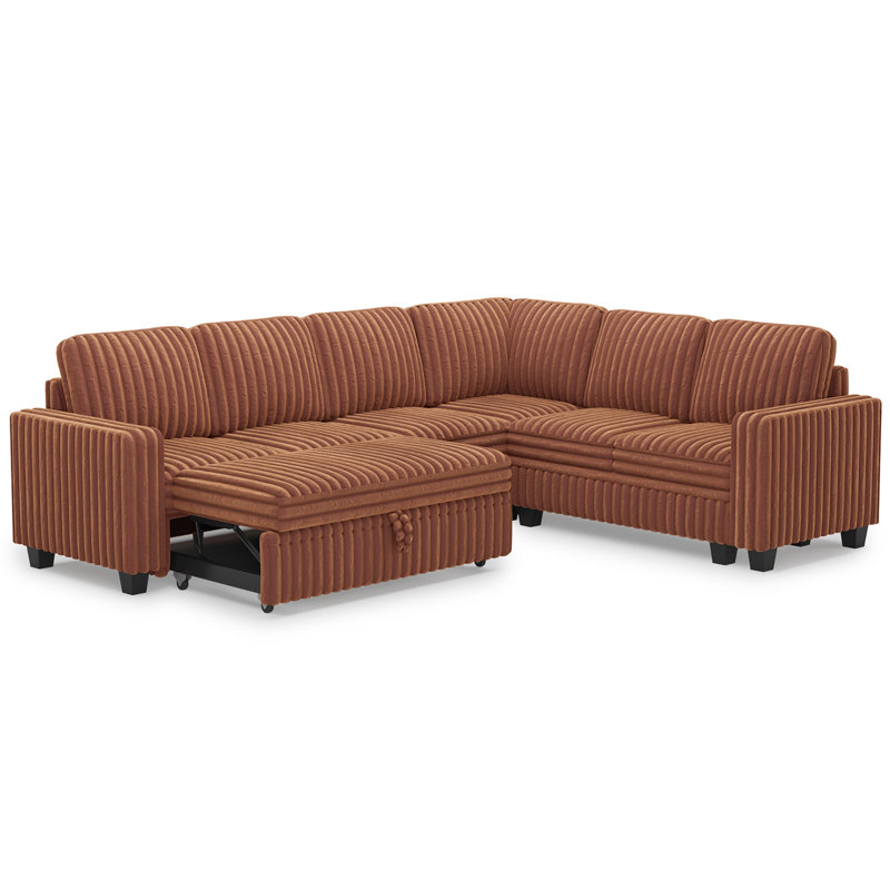 Canapé modulaire convertible moelleux, Fausse fourrure brune