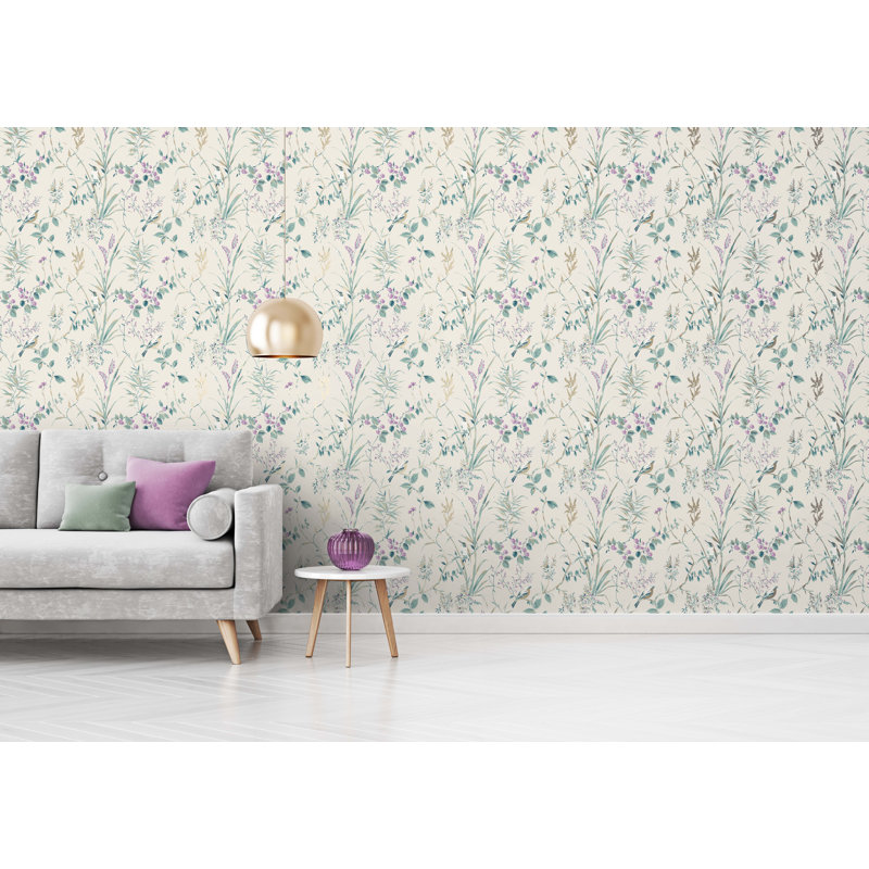 Culebra 10m x 52cm Shimmer Wallpaper Roll, Teal/Plum/Beige