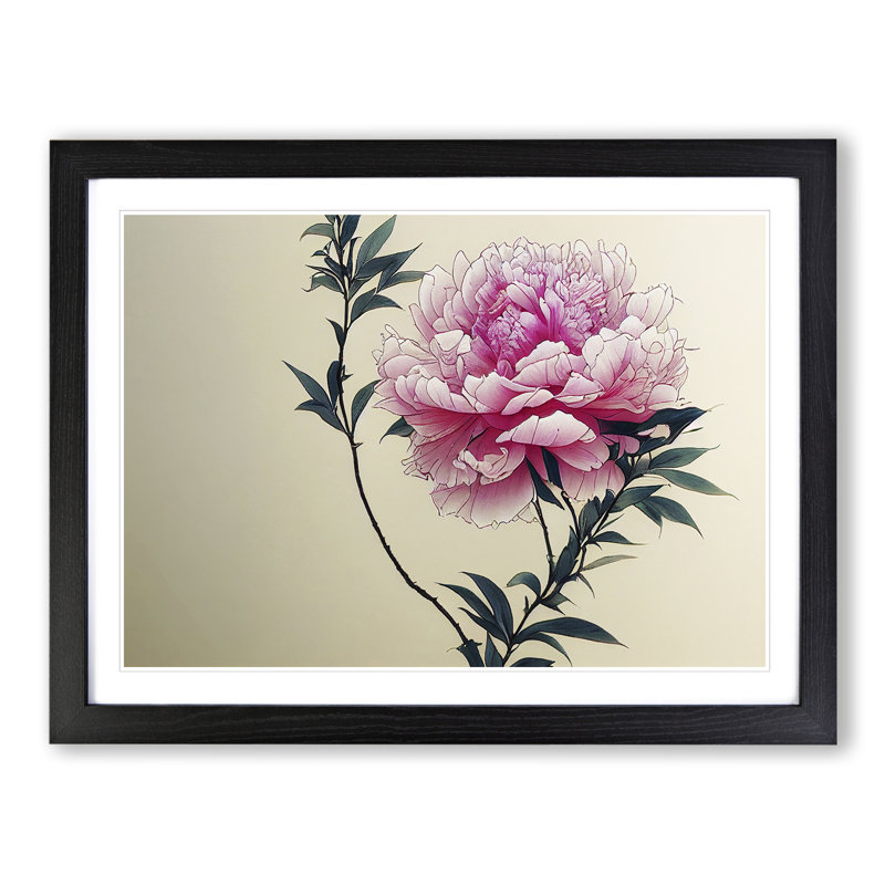 Intriguing Peony Flowers - Framed Print, Black, 46cm H x 64cm W x 2cm D